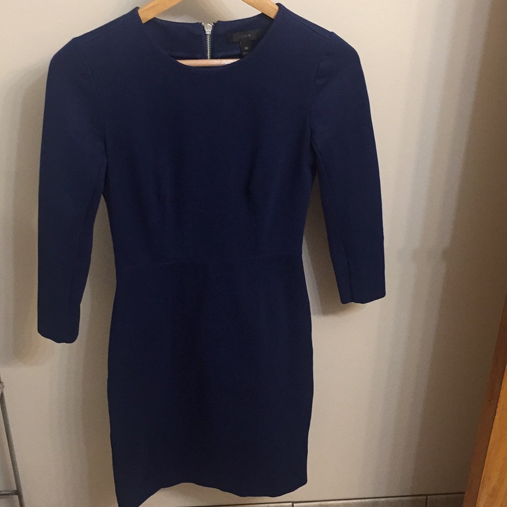 Flattering navy blue JCrew sheath